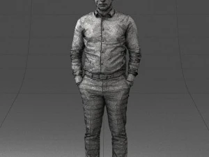 000242 Man in White Shirt and Blue Formal Trousers 0116 3dp 3D Print Model