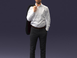 businessman holds jacket 0116-3 3D Model