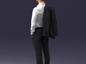 businessman holds jacket 0116-3 3D Model