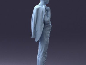 businessman holds jacket 0116-3 3D Model