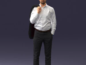 000243 肩にジャケットを着た白いシャツを着た男性 0116 3dp 3Dプリントモデル