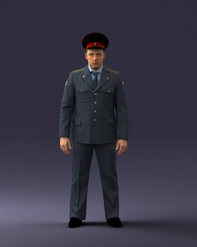 policeman pose 0118-f1 print ready 3D 프린트 모델 .c4d .max .obj .3ds .fbx .stl .blend 