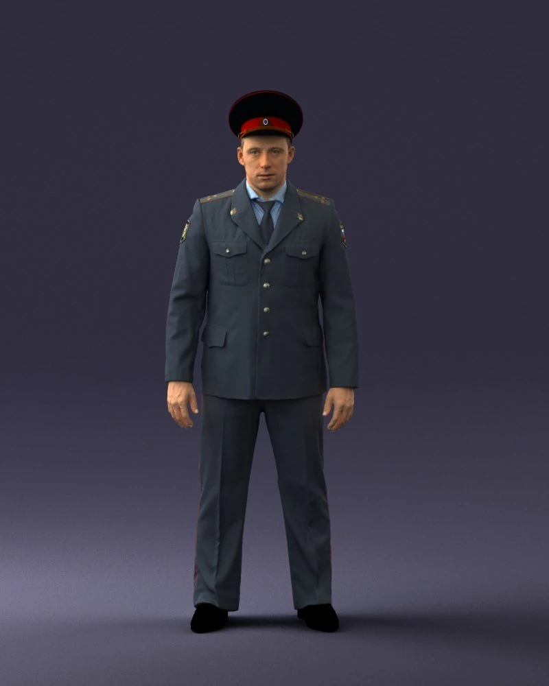 000244 Man in Police Uniform 0118 3dp 3D Print Model .c4d .max .obj .3ds .fbx .stl .blend 