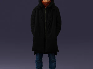 000245 穿着冬季服装、戴着红帽子和围巾的男人 0118 3D 模型