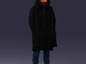 000245 Man in Winter Clothing with Red Hat and Scarf 0118 3D Model