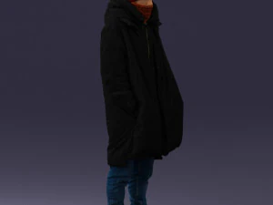 000245 Man in Winter Clothing with Red Hat and Scarf 0118 3D Model