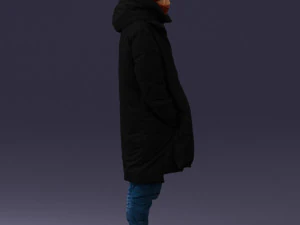 000245 Man in Winter Clothing with Red Hat and Scarf 0118 3D Model