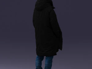 000245 Man in Winter Clothing with Red Hat and Scarf 0118 3D Model