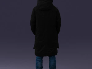 000245 Man in Winter Clothing with Red Hat and Scarf 0118 3D Model