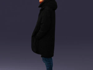 000245 Man in Winter Clothing with Red Hat and Scarf 0118 3D Model