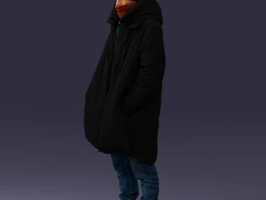 000245 Man in Winter Clothing with Red Hat and Scarf 0118 3D Model