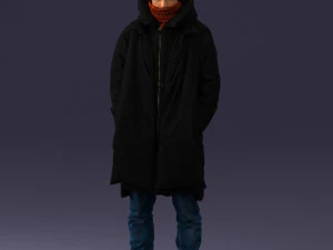 000245 Man in Winter Clothing with Red Hat and Scarf 0118 3D Model