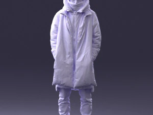 000245 Man in Winter Clothing with Red Hat and Scarf 0118 3D Model