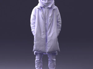 000245 Man in Winter Clothing with Red Hat and Scarf 0118 3D Model