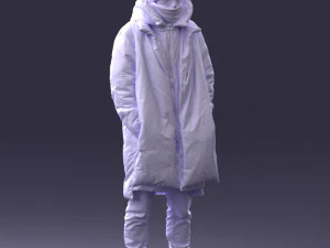 000245 Man in Winter Clothing with Red Hat and Scarf 0118 3D Model