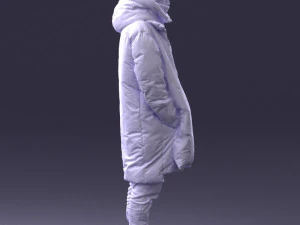 000245 Man in Winter Clothing with Red Hat and Scarf 0118 3D Model