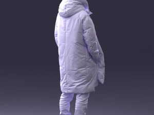 000245 Man in Winter Clothing with Red Hat and Scarf 0118 3D Model