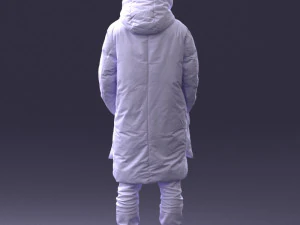 000245 Man in Winter Clothing with Red Hat and Scarf 0118 3D Model
