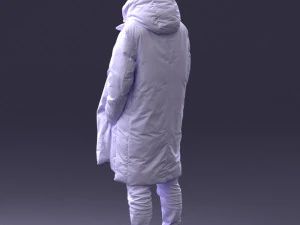 000245 Man in Winter Clothing with Red Hat and Scarf 0118 3D Model