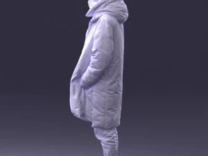 000245 Man in Winter Clothing with Red Hat and Scarf 0118 3D Model
