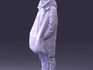 000245 Man in Winter Clothing with Red Hat and Scarf 0118 3D Model