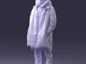 000245 Man in Winter Clothing with Red Hat and Scarf 0118 3D Model