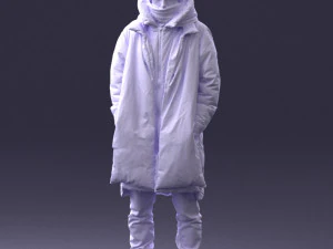 000245 Man in Winter Clothing with Red Hat and Scarf 0118 3D Model