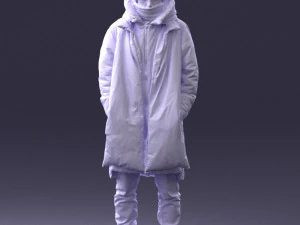 000245 Man in Winter Clothing with Red Hat and Scarf 0118 3D Model