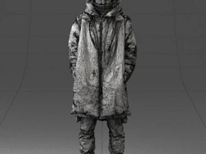 000245 Man in Winter Clothing with Red Hat and Scarf 0118 3D Model