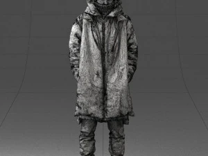 000245 Man in Winter Clothing with Red Hat and Scarf 0118 3D Model