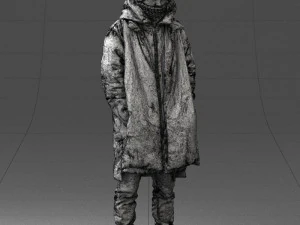 000245 Man in Winter Clothing with Red Hat and Scarf 0118 3D Model