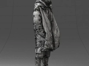 000245 Man in Winter Clothing with Red Hat and Scarf 0118 3D Model