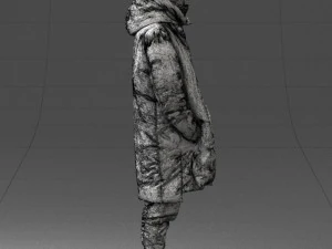000245 Man in Winter Clothing with Red Hat and Scarf 0118 3D Model