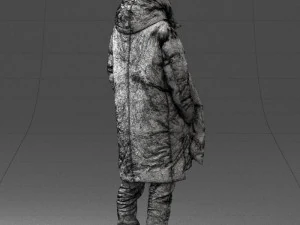 000245 Man in Winter Clothing with Red Hat and Scarf 0118 3D Model