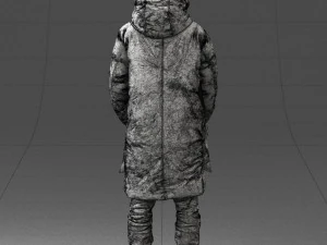 000245 Man in Winter Clothing with Red Hat and Scarf 0118 3D Model