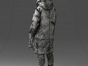 000245 Man in Winter Clothing with Red Hat and Scarf 0118 3D Model