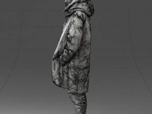 000245 Man in Winter Clothing with Red Hat and Scarf 0118 3D Model