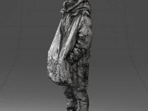000245 Man in Winter Clothing with Red Hat and Scarf 0118 3D Model