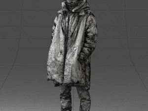000245 Man in Winter Clothing with Red Hat and Scarf 0118 3D Model