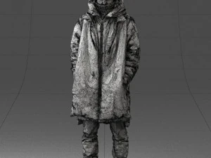 000245 Man in Winter Clothing with Red Hat and Scarf 0118 3D Model