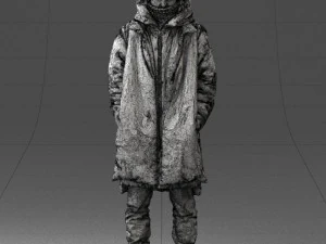 000245 Man in Winter Clothing with Red Hat and Scarf 0118 3D Model