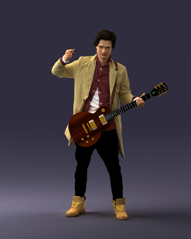 musician electric guitar 0118-1 3D Model .c4d .max .obj .3ds .fbx .stl .blend 