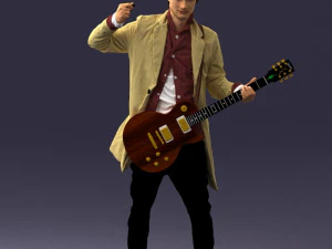 000246 Man with Guitar Realistic Musician Character 0118 3D Model