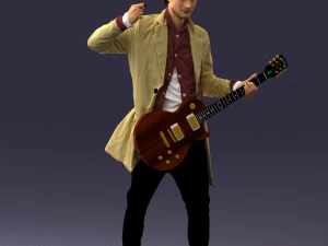 000246 Man with Guitar Realistic Musician Character 0118 3D Model