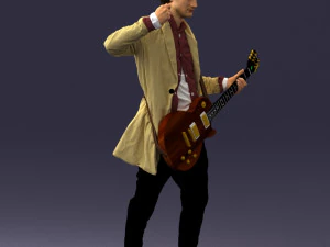 000246 Man with Guitar Realistic Musician Character 0118 3D Model