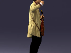 000246 Man with Guitar Realistic Musician Character 0118 3D Model