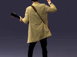 000246 Man with Guitar Realistic Musician Character 0118 3D Model