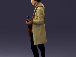 000246 Man with Guitar Realistic Musician Character 0118 3D Model