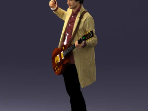 000246 Man with Guitar Realistic Musician Character 0118 3D Model