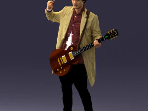 000246 Man with Guitar Realistic Musician Character 0118 3D Model